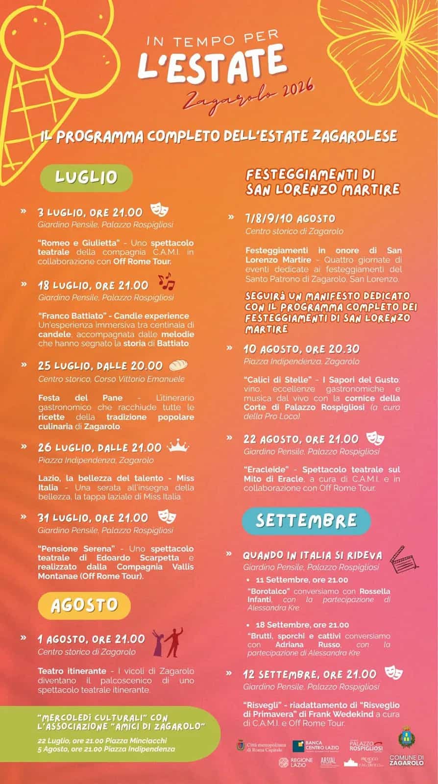Mercoledì Culturali — Amici di Zagarolo 2026