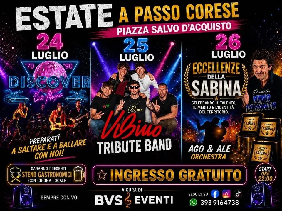 Estate a Passo Corese 2026 - 24 luglio Discover Live Music