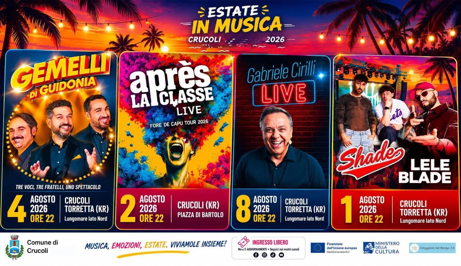 Gemelli di Guidonia 2026 — Estate in Musica Crucoli