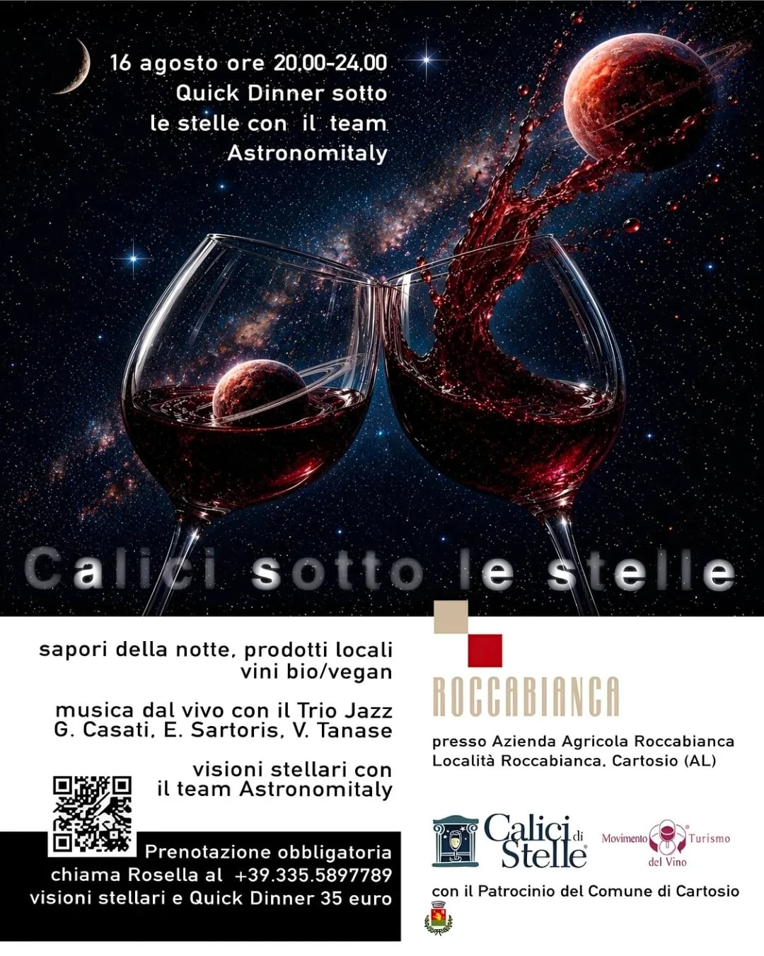Locandina Calici sotto le stelle 2026 a Cartosio (Alessandria)