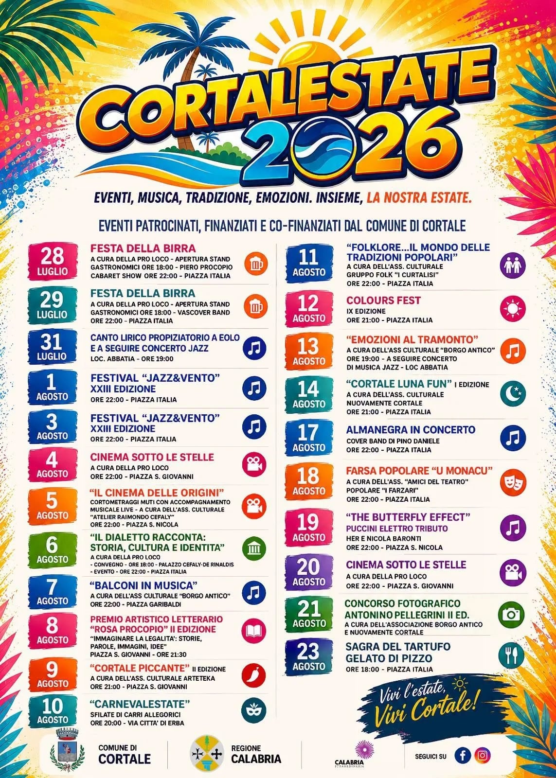 Locandina Colours Fest IX Edizione 2026 a Cortale (Catanzaro)