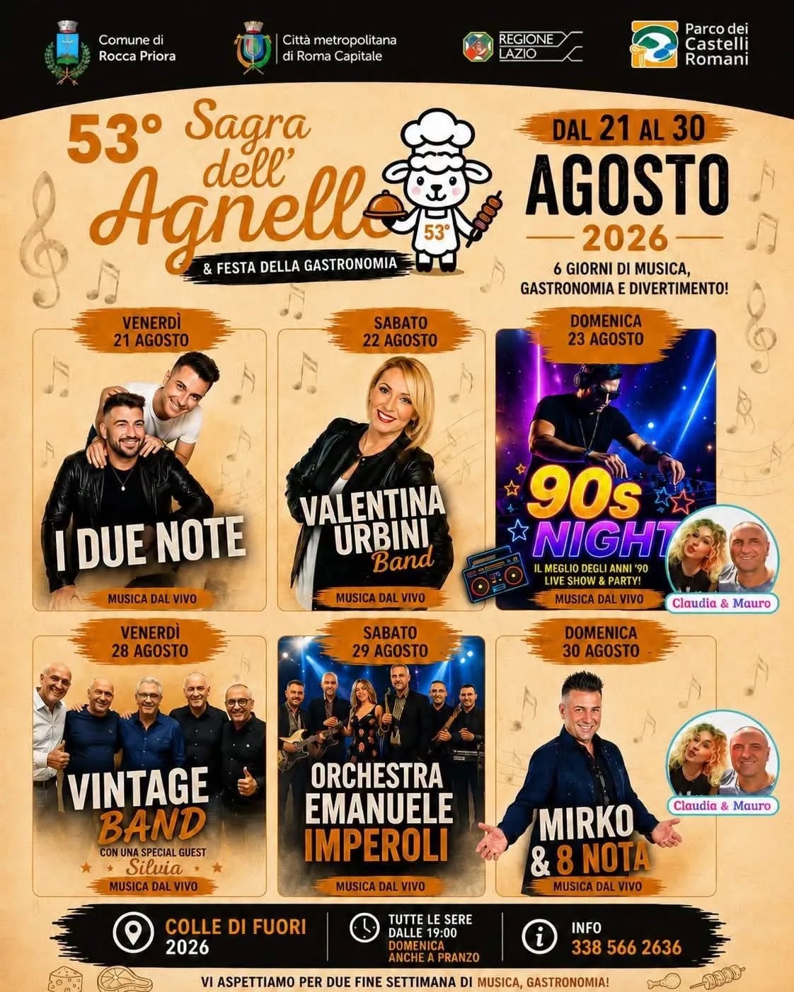 Locandina Orchestra Emanuele Imperoli — 53ª Sagra dell'Agnello 2026 a Rocca Priora (Roma)