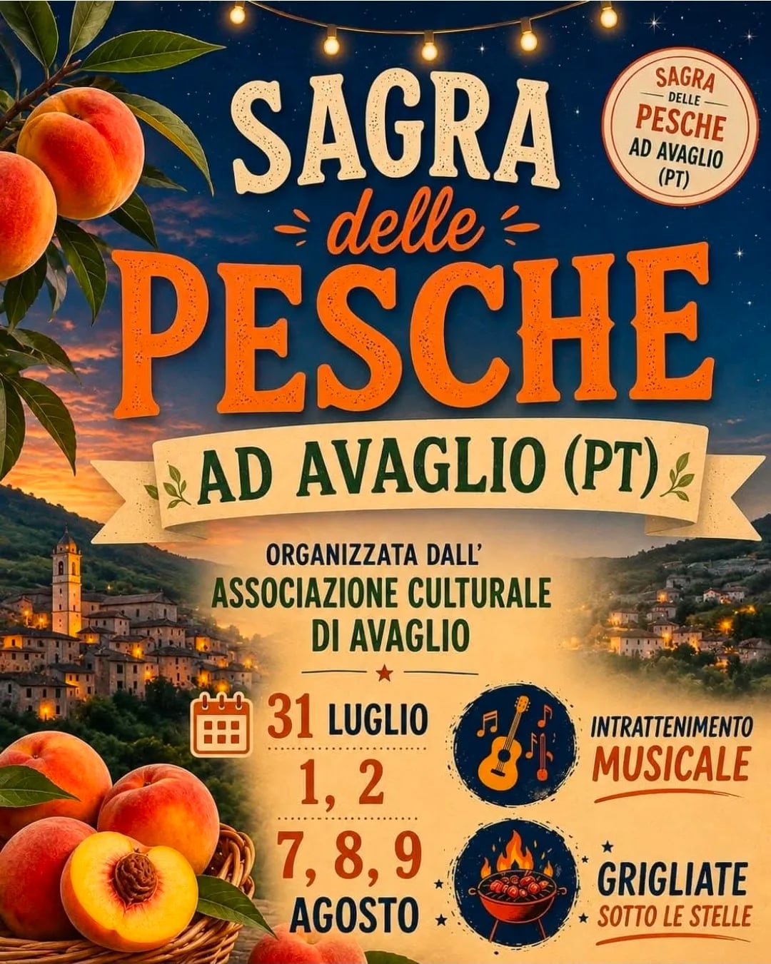 Sagra delle Pesche ad Avaglio 2026