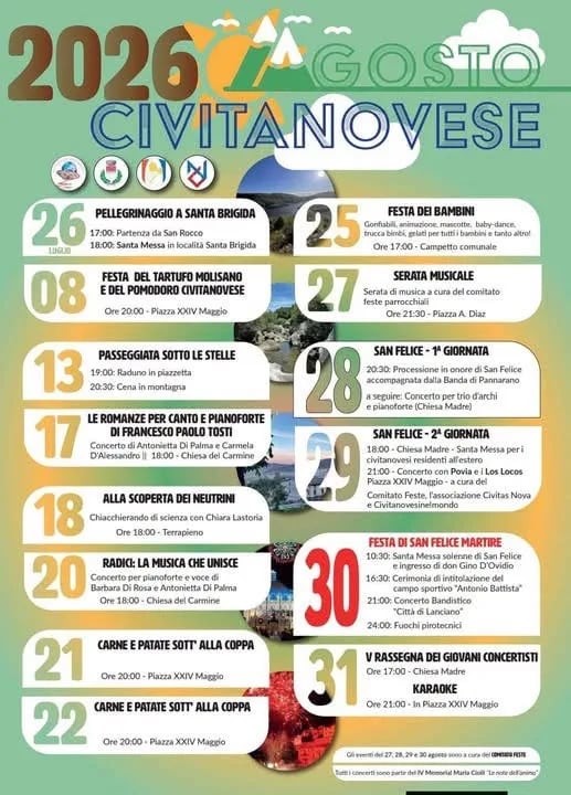 Locandina Festa di San Felice Martire 2026 a Civitanova del Sannio (Isernia)