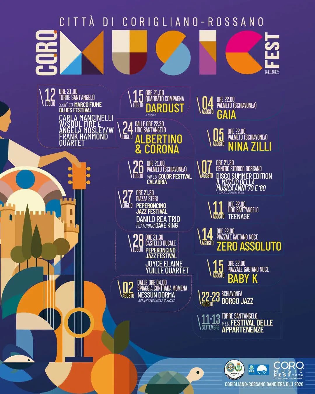 Locandina Zero Assoluto in concerto 2026 a Corigliano-Rossano (Cosenza)