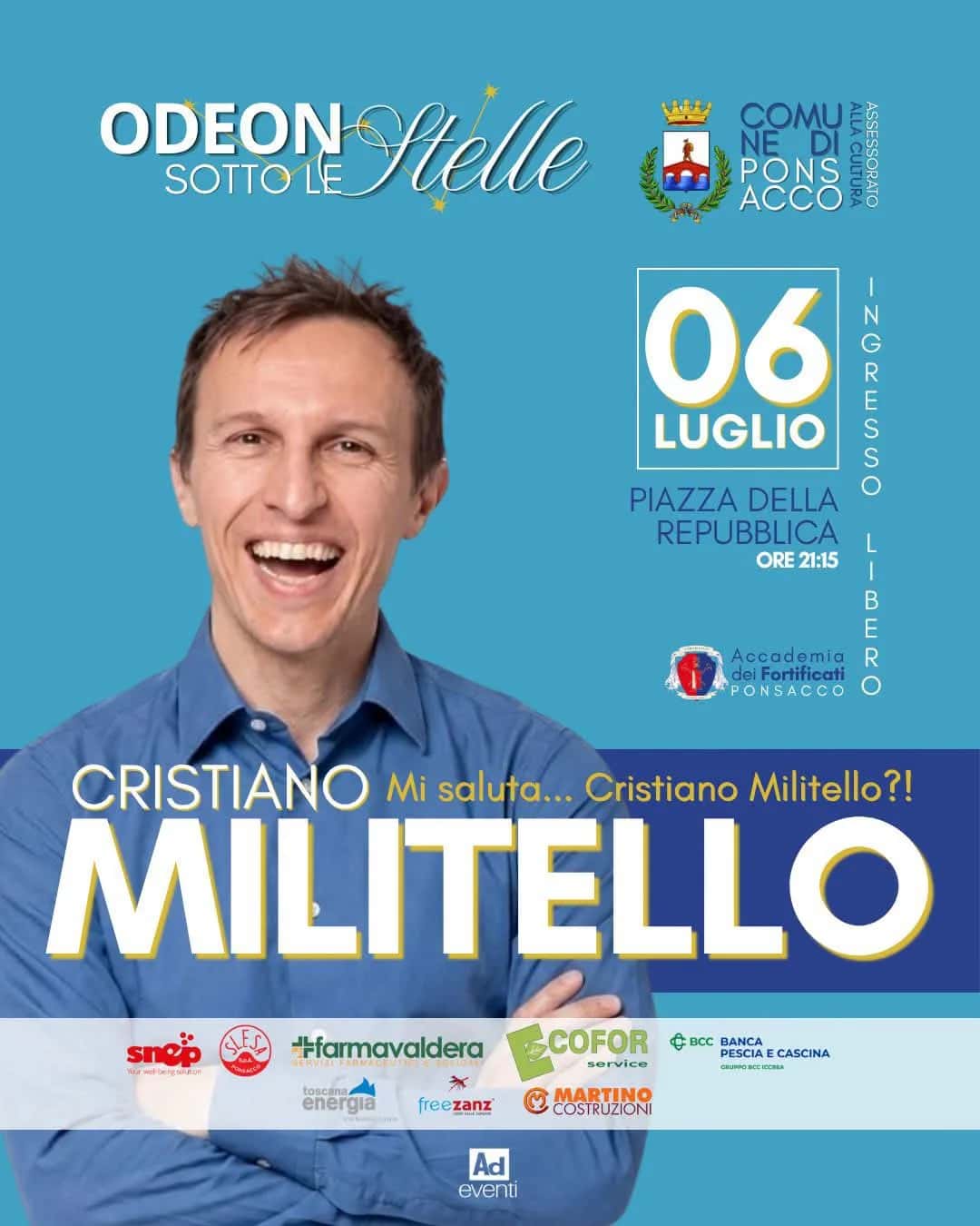 Odeon Sotto le Stelle 2026 - Cristiano Militello a Ponsacco