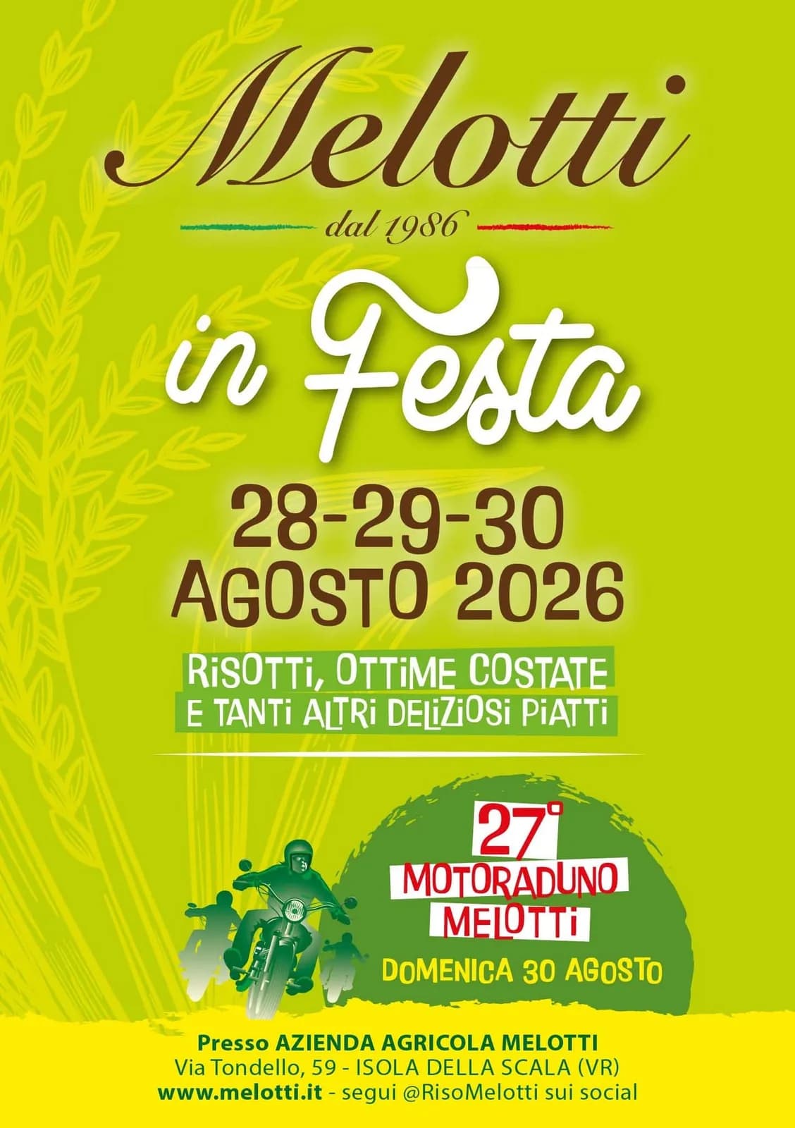 Melotti in Festa 2026 dal 28 al 30 agosto