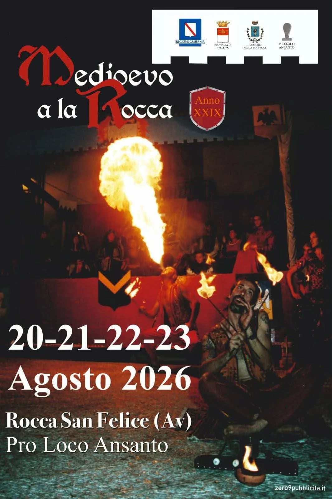 Locandina XXIX Medioevo a la Rocca 2026 a Rocca San Felice (Avellino)