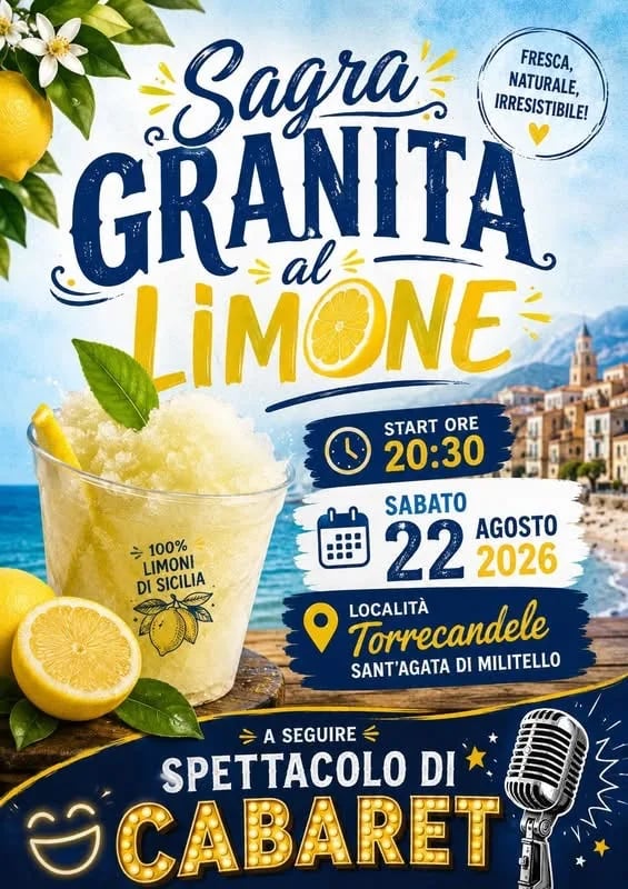 Locandina Sagra Granita al Limone 2026 a Sant'Agata di Militello (Messina)