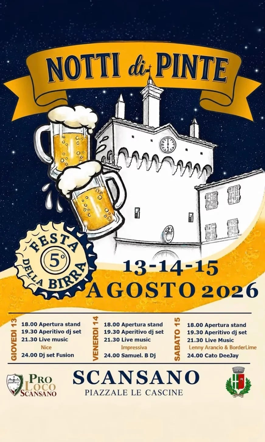 Locandina 5ª Festa della Birra – Notti di Pinte 2026 a Scansano (Grosseto)