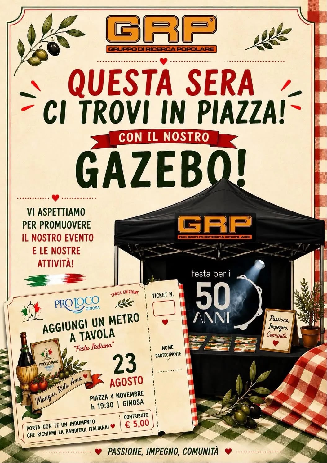 Locandina Aggiungi un Metro a Tavola 2026 — 3ª edizione a Ginosa (Taranto)