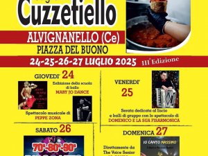 III Sagra del Cuzzetiello 2025 ad Alvignanello: quattro giorni di gusto, musica e festa in Piazza del Buono – 24-27 luglio