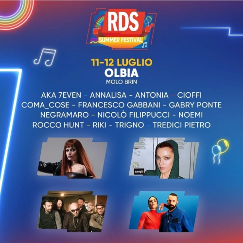 RDS Summer Festival 2025 a Olbia: due giorni di musica live con Annalisa, Gabbani, Negramaro e tanti altri