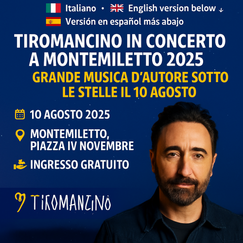 Tiromancino in concerto a Montemiletto 2025: grande musica d’autore sotto le stelle il 10 agosto
