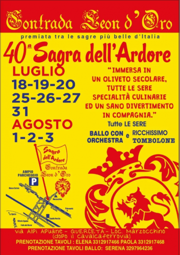 40ª Sagra dell’Ardore 2025 a Querceta: balli, sapori e tradizione nell’oliveto secolare