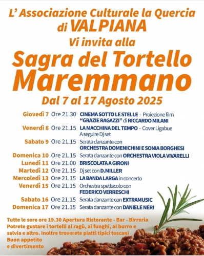 Sagra del Tortello Maremmano 2025 – Dieci serate di sapori e musica sotto le stelle