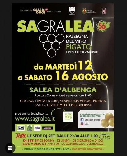 Sagralea 2025 – Rassegna del Vino Pigato e dei Vini Liguri a Salea d’Albenga