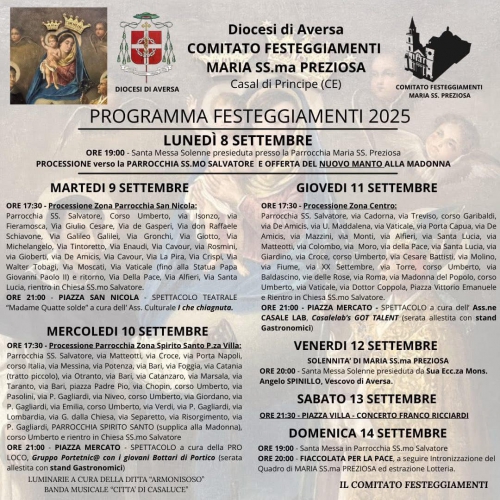 Festa di Maria SS.ma Preziosa 2025