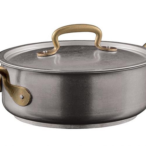  Foto Casseruola bassa con coperchio linea 1965 Vintage inox